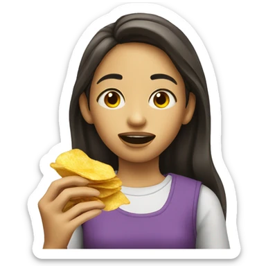 girl eating chips sticker
