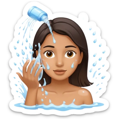 latin girl splashing water on her face skincare routine sticker