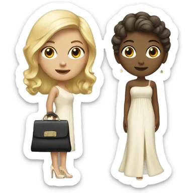 A girl with gown, handbag and heel sticker