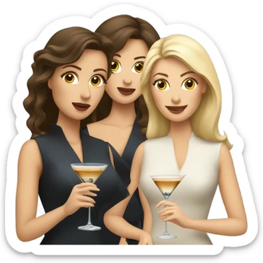 One blond woman 2 brunette women drinking martinis  sticker