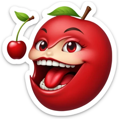 burgundy red lips biting cherry sticker