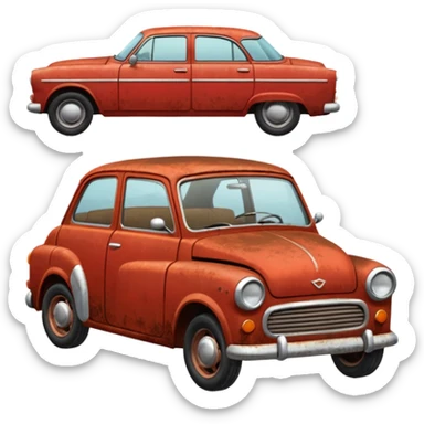 a red crappy car sticker