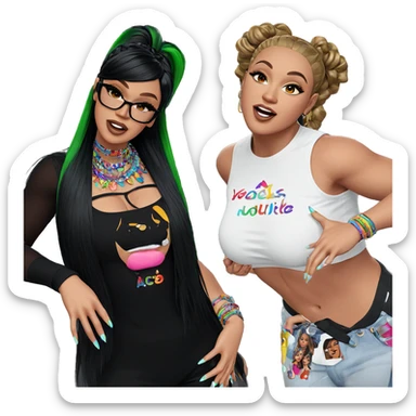 colorful girls with unique styles sticker