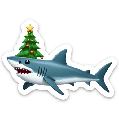 christmas tree with a shark on sticker
