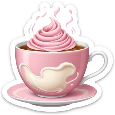 rose hot milk tea with tea cup sticker