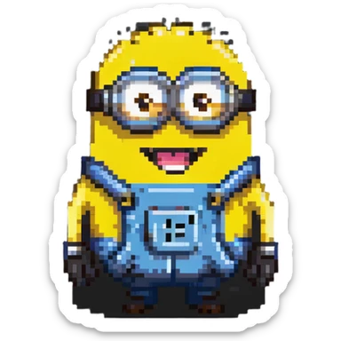 happy Minion pixel art character sticker