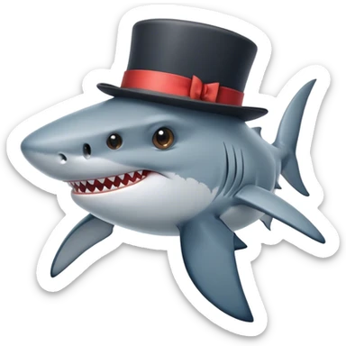 Shark with a top hat sticker