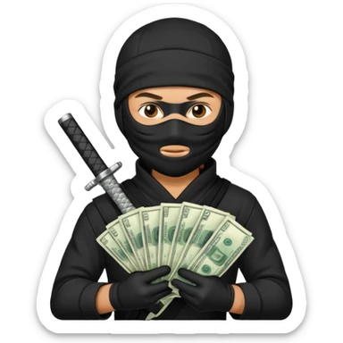 Ninja holding money sticker