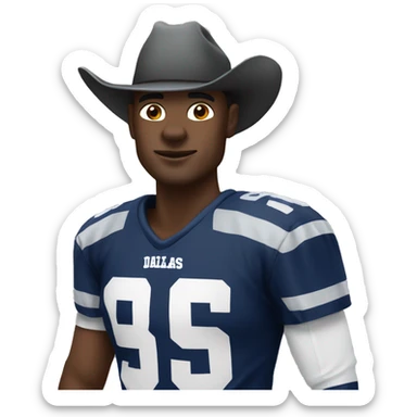 Cowboy wearing a Dallas cowboys jersey sticker