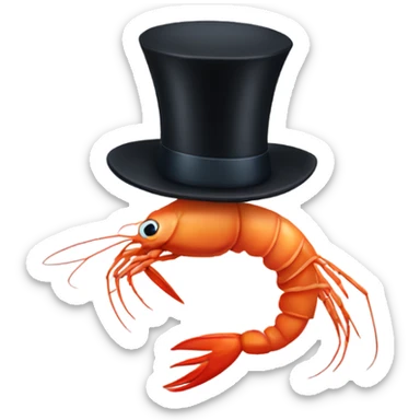 Shrimp with top hat  sticker