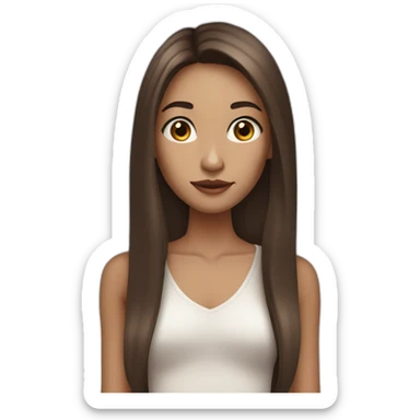 long brown hair skinny girl with thin face and makeup from head to chest sticker