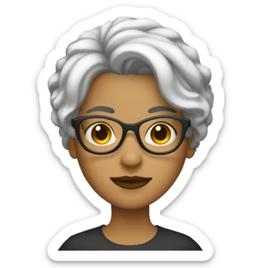 mujer blanca con lentes, pelo corto de color oscuro sticker