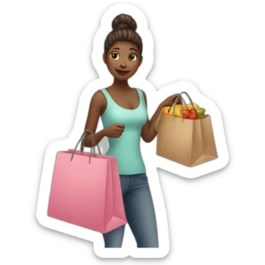 Girl with shopping bag sticker