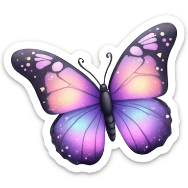 sparkly pastel black galaxy butterfly sticker