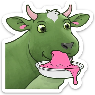 Cow eating pink slop sticker