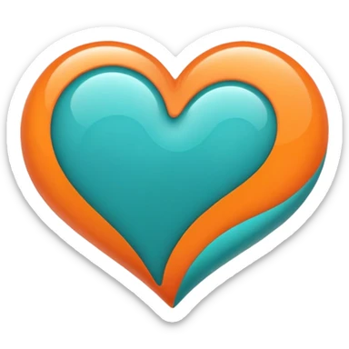 heart with teal and orange swirls sticker