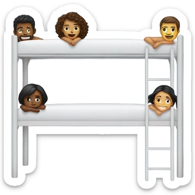 5 people in upper bunk bed  sticker