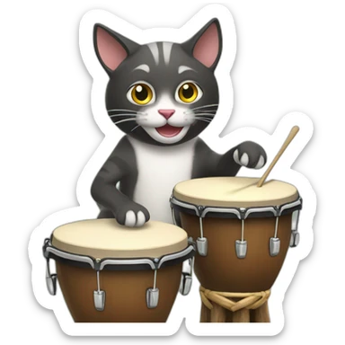 cat playing bongos sticker