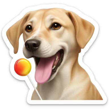 dog licking lollipop  sticker
