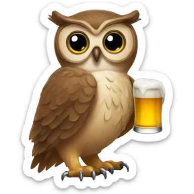 Owl with a beer sticker