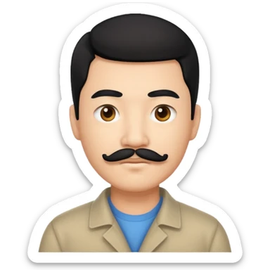 chinese guy w,th black hair and mustache sticker