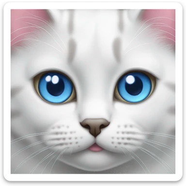 British cat white with blue eyes and pink nose sticker