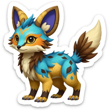 Rare realistic exotic cute epic pretty beautiful handsome gorgeous aesthetic colorful vibrant Vernid-Protogen-Primagen-Wickerbeast-species-Fakemon-creature by LiLaiRa, random markings, tufted ears, full body sticker