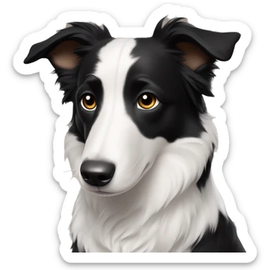 black short hair border collie with white neck and black nose floppy ears sticker