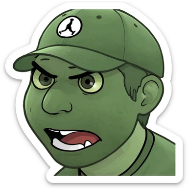 chaotic brainrot style emoji of a sleepy person being startled awake by loud 'tung tung tung sahur' text, swirling lines silly effects sticker