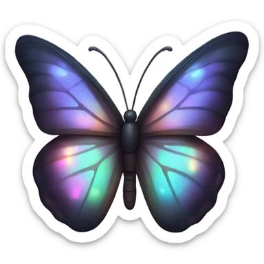Dark iridescent butterfly glowing sticker