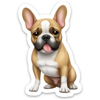 Big french bulldog with white chest sticker