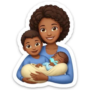 black mom holding newborn sonemoji sticker