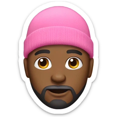 Bald black man with a beard and pink beanie sticker
