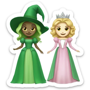 glinda (pink) and elphaba (green) sticker
