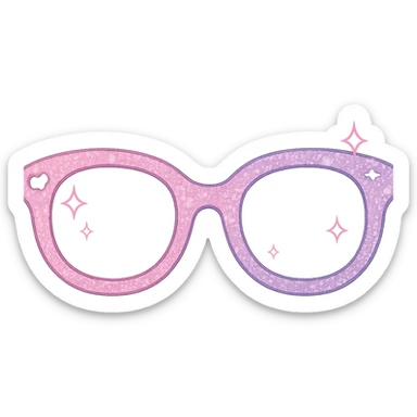 girly sparkling cute glasses, no background sticker