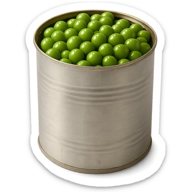 Realistic style jar of canned peas, natural details, no background. sticker