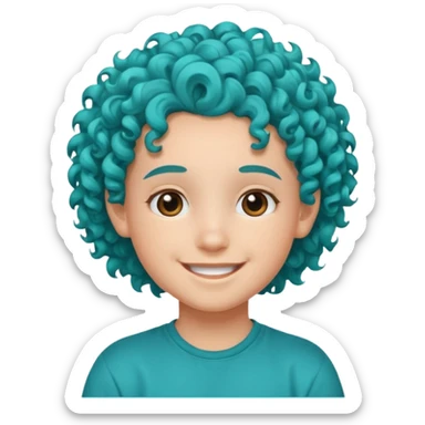 curly turqoise haired kid sticker