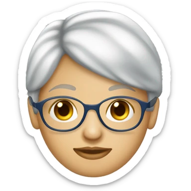 mujer rubia, pelo tomado , lentes aviador y polleros azul, joven   sticker