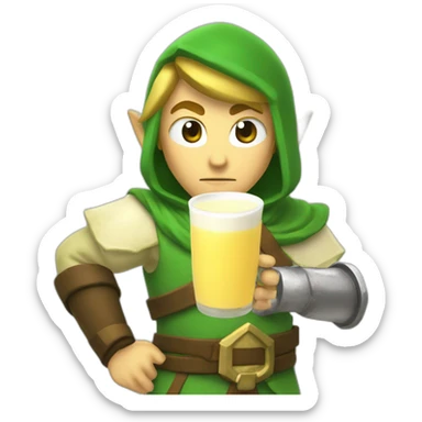 Zelda swordsman drinking a milk bottle  sticker