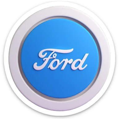 3D circular pattern with white "Ford" text in the center, blue and white color scheme, modern style sticker