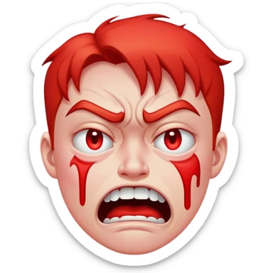 A mad red face crying of rage ness  sticker
