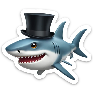Shark with a top hat sticker