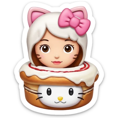 Cinnamon roll With hello kitty and Carmi ￼ sticker