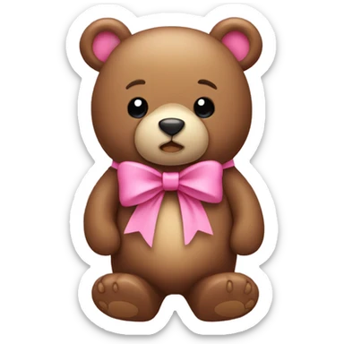 Bear with pink bow sticker