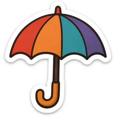 bold ghibli style icon of an umbrella sticker