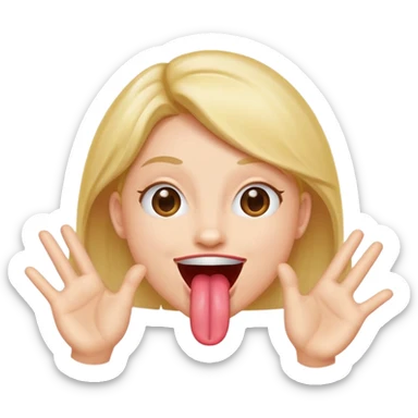 person with tongue out, hands at the sides, mouth open, playful expression sticker