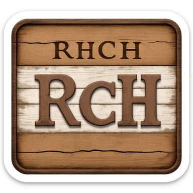 a sign with only the word "RCH" written on it in capital letters sticker