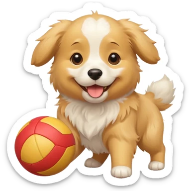 cute white dog with a ball sticker