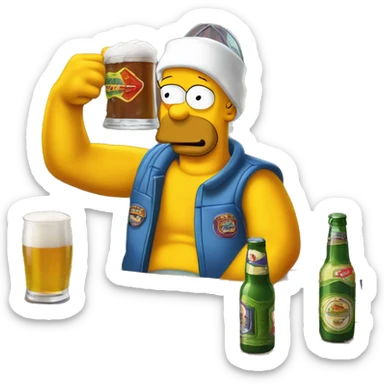 Homero Simpson bebiendo cerveza sticker