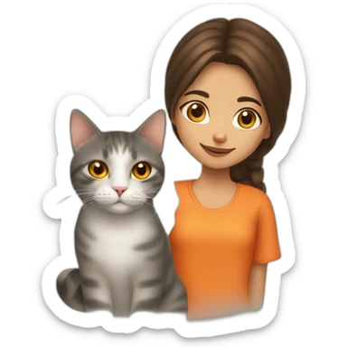 Pakistani girl and orange cat sticker